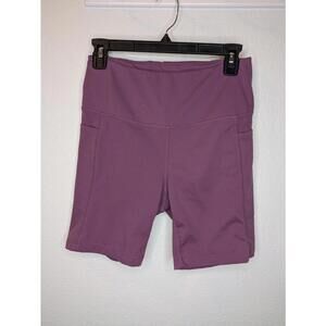 Danskin Women's Bike Shorts Medium Purple High Waist Side Pockets Athletic